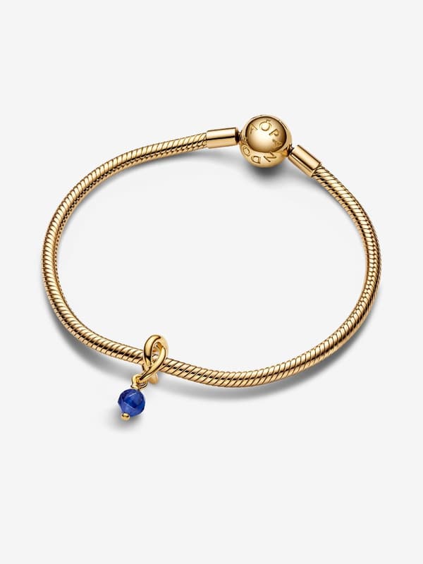 - Fasetterad Blå Eternity Circle Hängberlock - 14k guldplätering