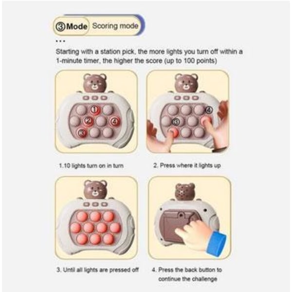 BROWN BEAR Pop It Spil - Pop It Pro Lysende Spil Hurtigt Tryk Fid