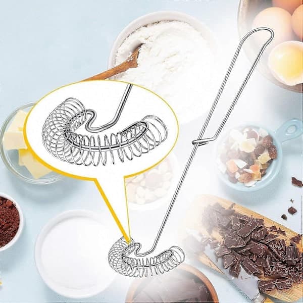 Flatvisp i rustfritt stål, håndholdt eggvisp - liten spiralvisp for skumming og blanding