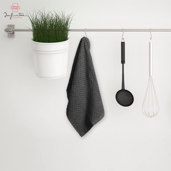 Disktrasor | 6-pack | 100% Bomull | 38 x 64 cm | Ultra Mjuka & Mycket Absorberande | Frotté Diskhanddukar för Kök, Bar | Grå |
