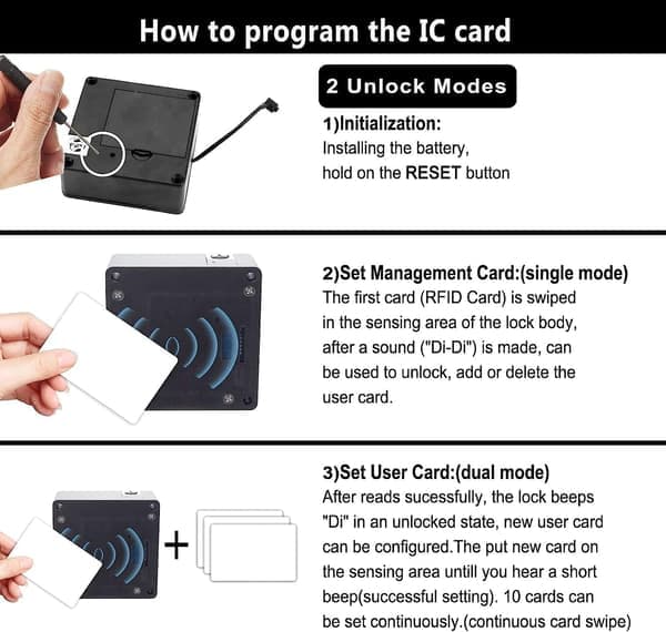 Skåplås, Smarta NFC Elektroniska Lås för Låda, Dolda Kortlås för Träskåp Garderob Skafferi Möbler (Android IOS)