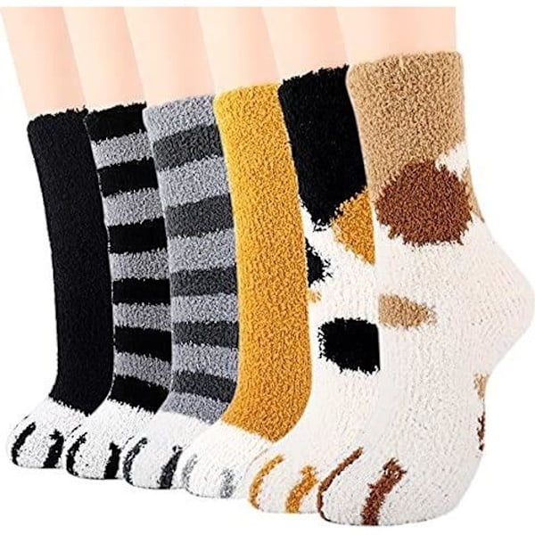 Varme sokker for kvinner, kattesokker, kattepotesokker, fleece, termisk vintergave til kvinner og mødre