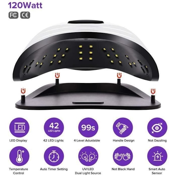 Ammattimainen UV-kynsilamppu, 120 W UV LED -geelikynsilamppu, automaattinen sensori, 4 ajastinta 10/30/60/99 s, UV-MANIKYYRILAMPPU