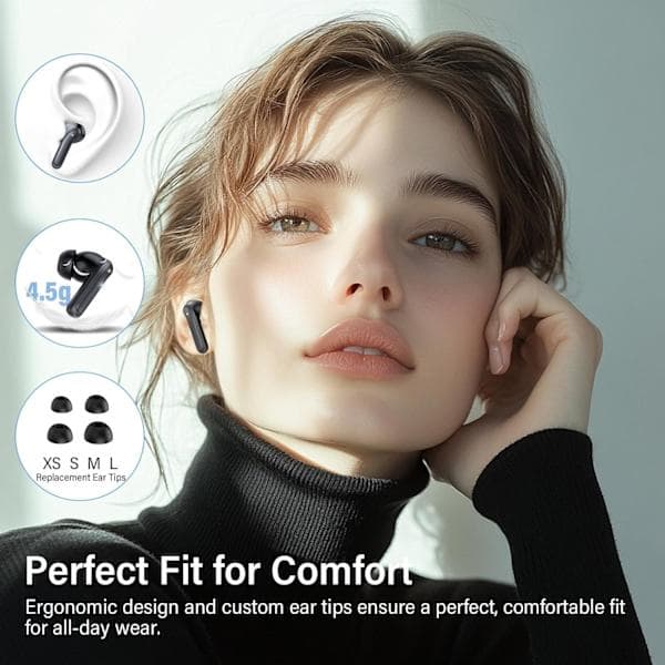 X500 Trådløse Bluetooth-hodetelefoner - 30 timer C4U® ANC ENC BT 5.3 Svart