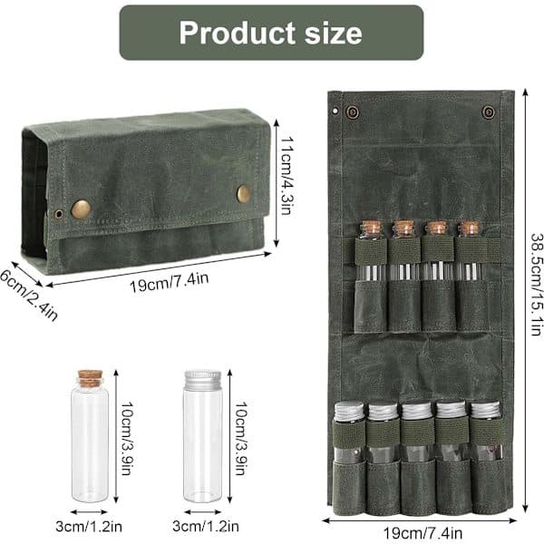 Krydderisæt, Bærbart Krydderisæt med 9 Mini Krydderiglas, Sæt, Velegnet til Aktiviteter, Grill, Picnics, Bærbart Krydderisæt