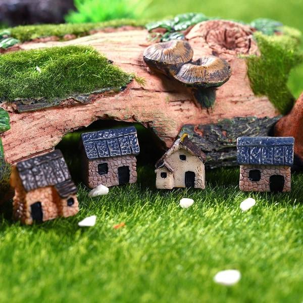 Miniature Have Landskab Miniature Stråtækt Hus DIY Bonsai Terrarium Håndværk Skrivebordsdekorationer Tilbehør 2,0 x 1,5 x 2,0 cm