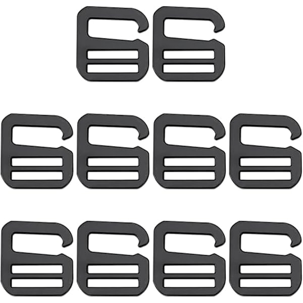 10 st 24,5 mm G-formade spännen Justerbara Spännen i zinklegering Svart Ryggsäck Resväska Remspänne 2,5 cm Väskor Bälte Hundhalsband