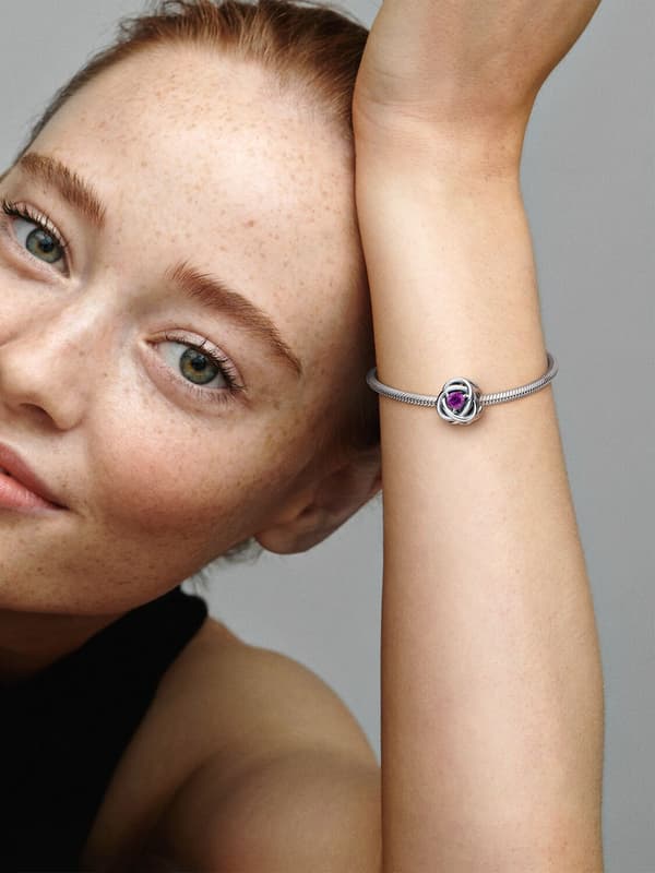- Februar Lilla Evighedscirkel Charm - Sterlingsølv