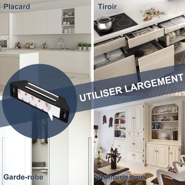 Självhäftande skåpsdörrmagnet 4-pack magnetisk dörrfångare ingen borrning för köksskåp stark stängningsmagnet för skåp, låda, Sunmostar
