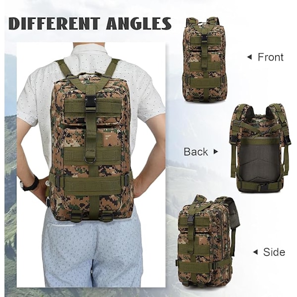 30L Vedenpitävät vaellusreput Monitoiminen matkareppu Vaellus Ulkoilu Pyöräily Kiipeilyreppu Camuflaje Color 02
