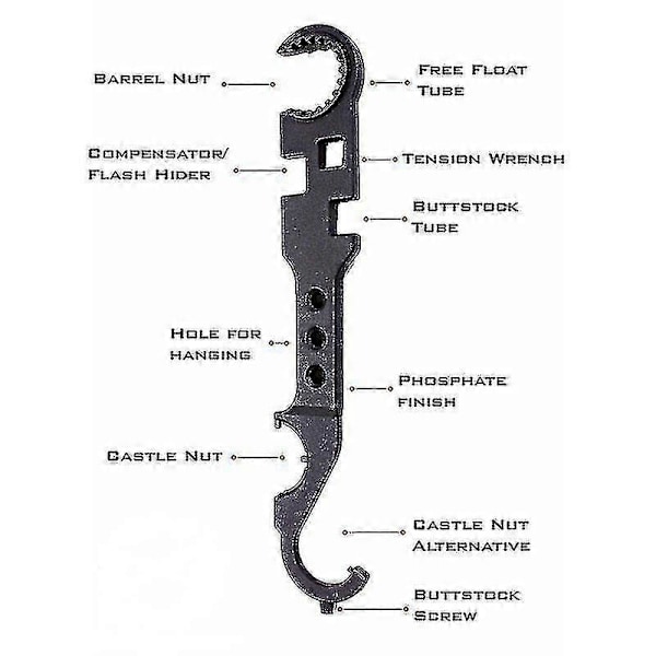 Jubee Multi Wrench Værktøj Ar 15 / M4 Stål Våbenmekaniker Kraftig Combo Skruenøgle p202411261254