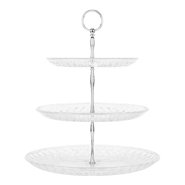 3-lags kageopsats, rund sølvfarvet cupcake-displaystand, klare akryl dessertfrugtplader, eftermiddagste-standere til fest, bryllup, fødselsdag