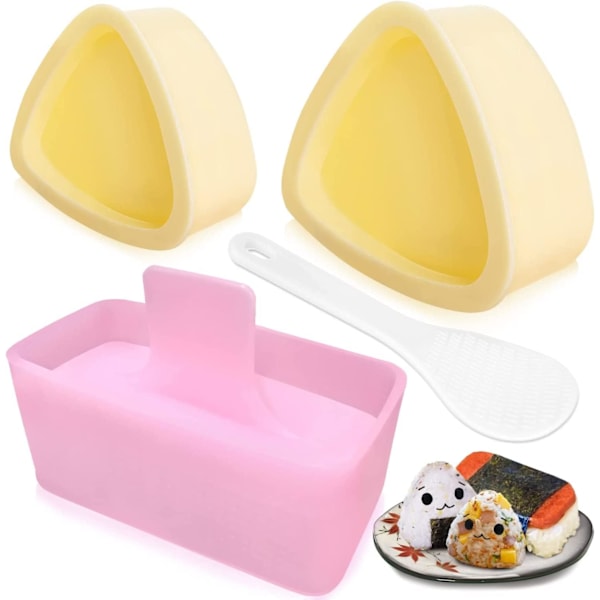Onigiri Form, 3-pack Musubi Form, Triangel Sushi Maker, Non-stick Musubi Maker Press med Liten Risspade