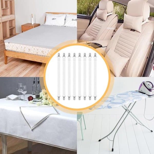 Justerbart spændesæt - 8 dele, med metalklemmer - Sort - 30-130 cm - 8 dele