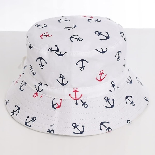 Barn Hink Hat Justerbar Solhatter Andningsbar Strandhatt För Pojkar Flickor_ll Anchor Vit 2-6 År