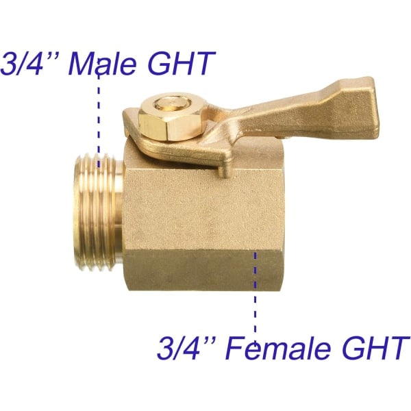 2-pakning 3/4\" Kraftig Messing Hageslange Stengeventil med 2 Slangepakninger