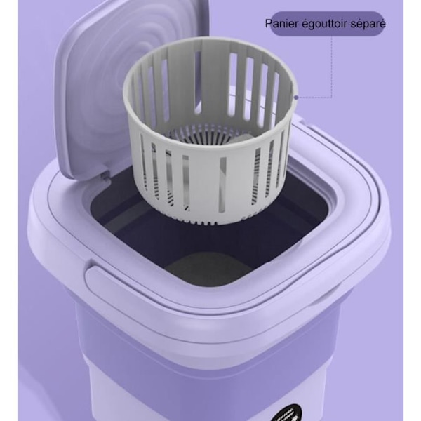 Mini Foldbar Vaskemaskine 8L Lilla Violet Lys Sterilisering Bærbar Undertøjsvaskemaskine