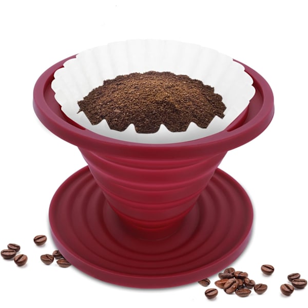 Sammenklappelig kaffetragt til Pour Over, bærbar kaffemaskine til camping, genanvendeligt silikone kaffefilter til Pour Over til backpacking og camping