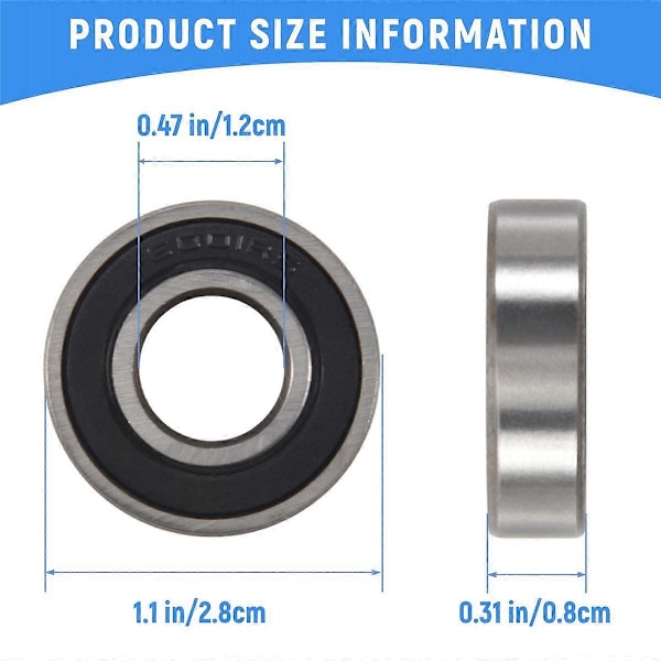 2 kappaletta Kuulalaakeri 6001Rs 28mm x 12mm x 8mm Skootteri