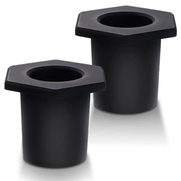 2 koniske parasolhulsringe i silikone – sort, til huller 5–6,35 cm (indv. Ø ≈ 3,8 cm)