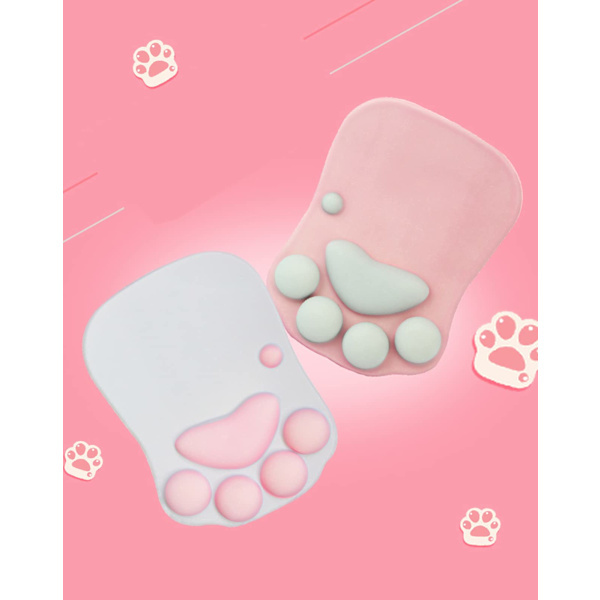 Katt musematte med håndleddsstøtte, Ergonomisk bærbar musematte (rosa)