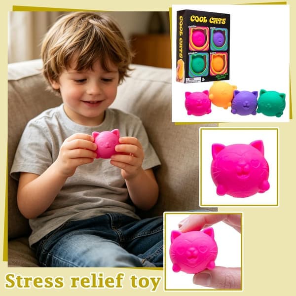 Squishy, 4-pack sockerbollsdesign, ångestlindrande klämleksak för sensorisk lek, sensorisk fidget, långsamt stigande squishy stressbollar