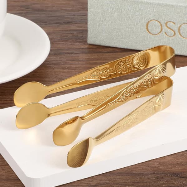 stk. Mini serveringstænger 10,4 cm Rose rustfrit stål sukkertænger Små istænger Guld serveringstænger til te- og kaffefester Charcuteri Desserter