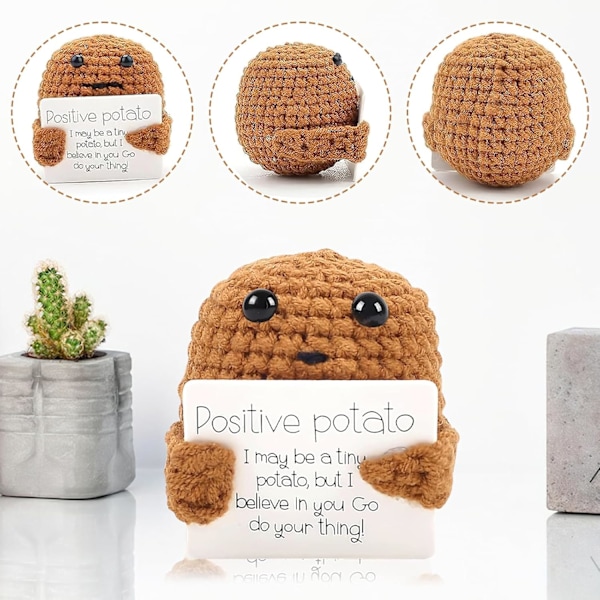 Mini Positiv Potatis Rolig Docka 7.5cm, Positiv Potatis Docka, Positiv Potatis Rolig, Fickkram Mini Kreativ Söt Stickad Plysch