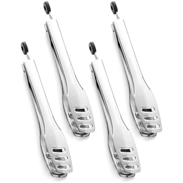 26 cm serveringstang 4-pak rustfrit stål køkkentang til servering af mad, buffet, bryllup, festcatering, mad salat/C