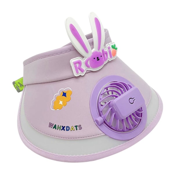 Solskärm Keps med Fläkt USB-driven Solhatt Inbyggd Fläkt för Flickor Pojkar Barn Strand Rosa Purple M