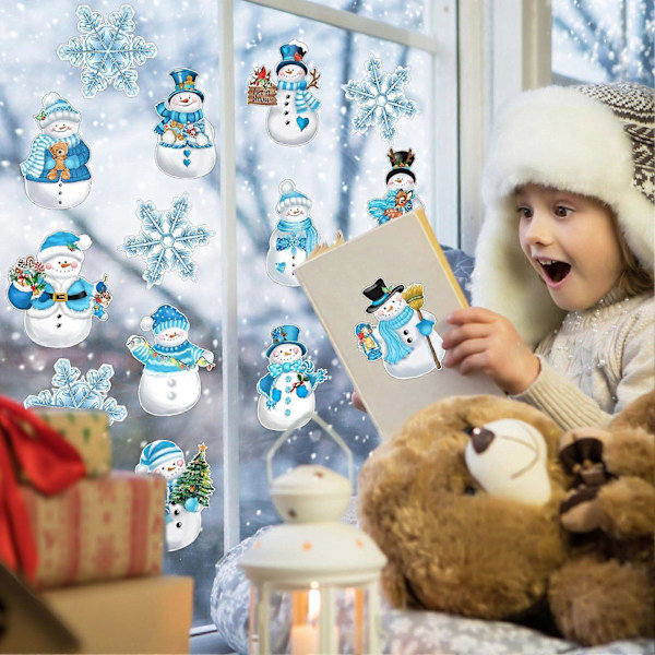 24 st/set Snögubbe Snöflinga Utstansningar Kylskåpsmagnet Jul Vinter Vägg Fönster Svarta tavlan Anslagstavla Kylskåpsmagnet Hemmakontor Kök Dekor