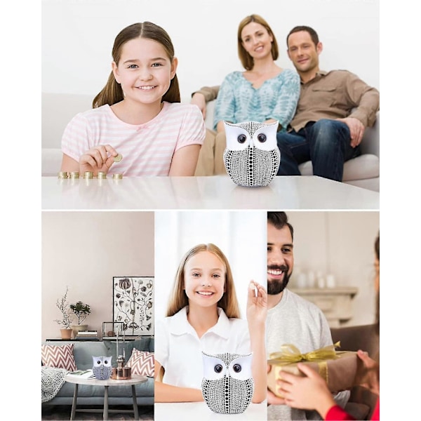 Uggle Spargris För Vuxna Pojkar Flickor Barn Plast Sparbössa Myntbank Staty Dekor Vit