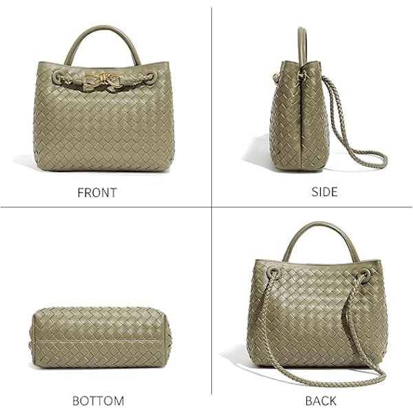 Vävd damväska, Vävd väska med handtag, Vävd axelväska, Crossbody-väska Verde