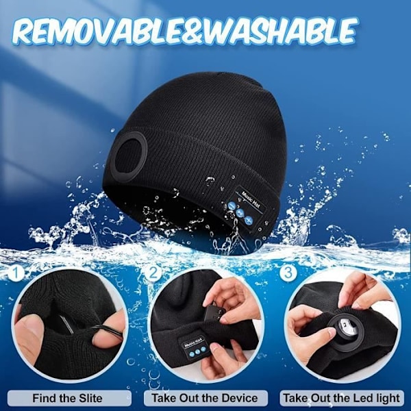 Bluetooth Mössa med LED - Herrgåva - Original - Vinter - Svart - 3-i-1