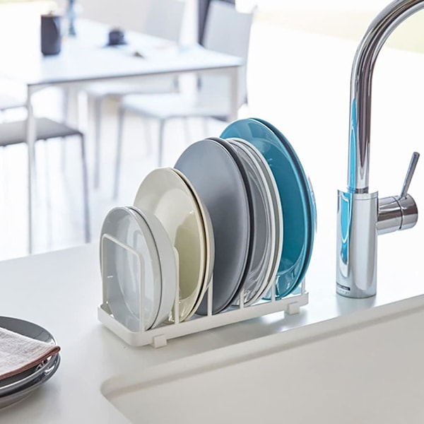Tallriksställ, Vertikalt Tallriksställ Avrinningsställ, Skärbrädor, Bakplåtar, Serveringsbrickor Hållare, Lockorganisatör, Skåp Diskställ (Svart, 2-pack)