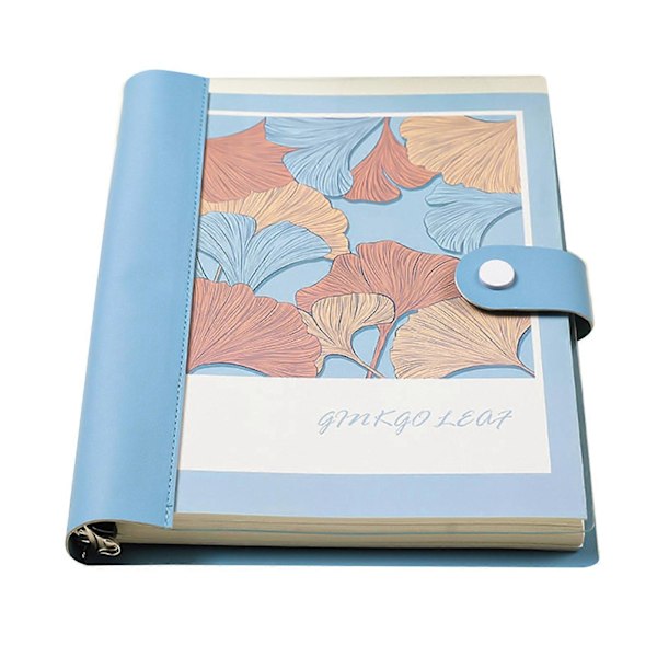 A5 B5 Ringbind Notesbog 120 Sider Kunstlæder Omslag Linjeret Løsblad Notesbog Metal Trykknap Personlig Journal Light Blue B5