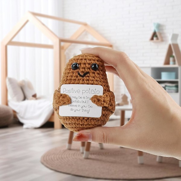 Mini Positiv Potatis Rolig Docka 7.5cm, Positiv Potatis Docka, Positiv Potatis Rolig, Fickkram Mini Kreativ Söt Stickad Plysch