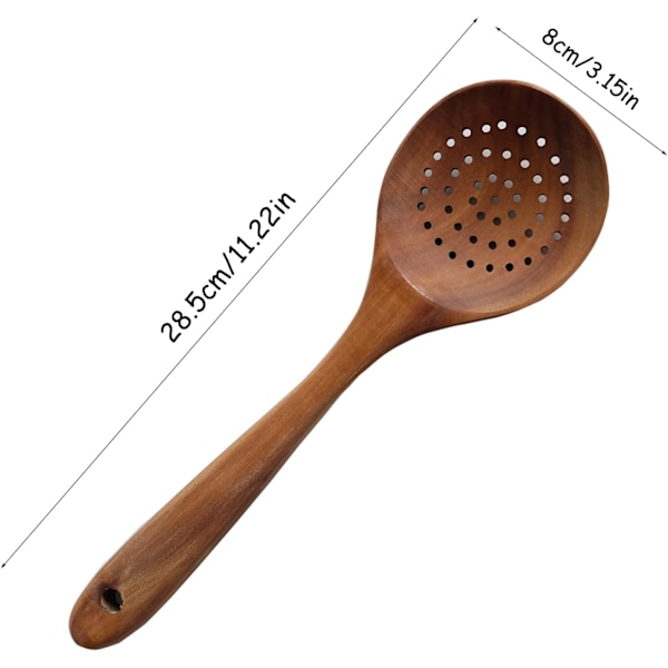 Suppeøse i tre, tresleiv for non-stick, tresleiv, med sklisikkert håndtak, for suppeøse, suppesil i teak