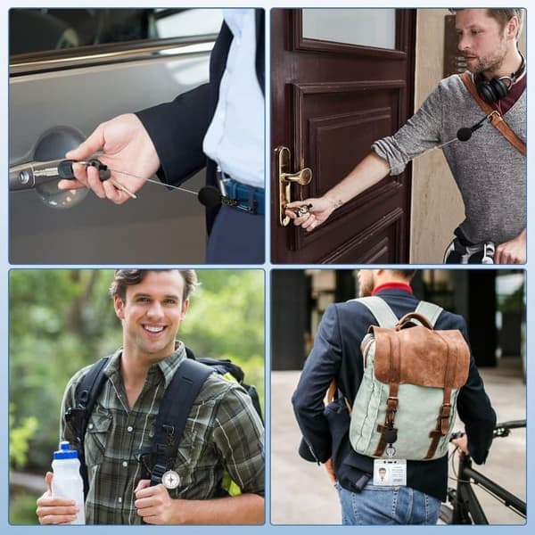 2-pack kraftig infällbar nyckelring med karbinhake – märkesrulle för nycklar, ID och Paracord B-2-pack B-2-Pack