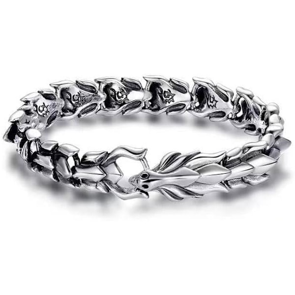 Punk Vintage Drageskæl Herrearmbånd, Armring, Rustfrit Stål, Poleret, Rustfrit Stål Cubansk Kædearmbånd til Mænd Kvinder