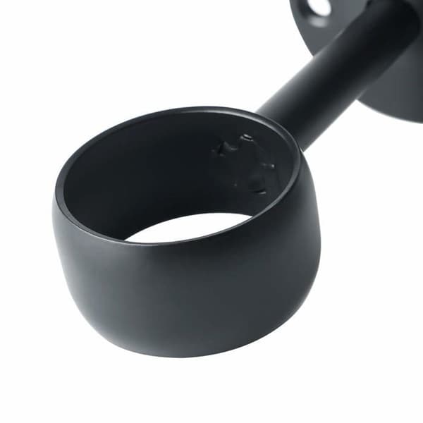 Gardinstangbeslag, garderobestangbeslag med skruer, loftmontering, mat sort rustfrit stål, 32 mm diameter, 2 stk.