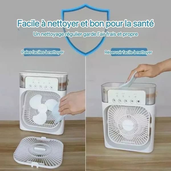Mini 3-i-1 Ventilator - Hvid - USB - Stille - 3 Hastigheder - LED