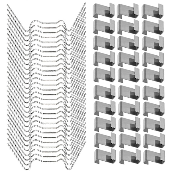 100 stk. rustfri stål drivhus glasrude fastgørelsesclips (med 50 drivhusglas W-trådclips og 50 drivhusglas Z-overlapningsclips)-Yvan
