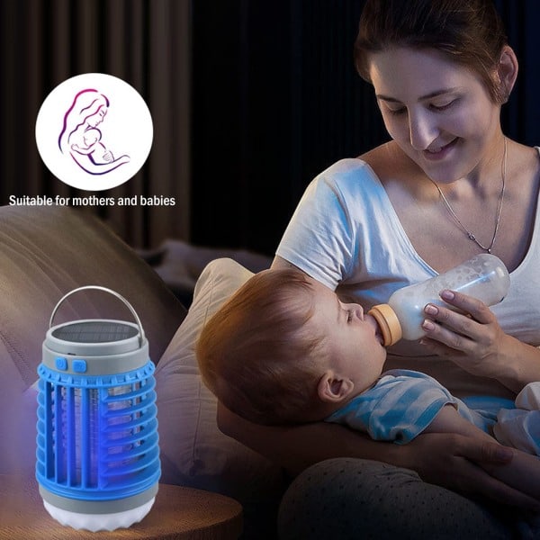 Myggebekæmper, 2024 ny solcelledrevet udendørs vandtæt myggebekæmperlampe, bærbar egnet til have, camping og picnic Blue with hook 2 pieces