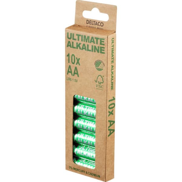 DELTACO Ultimate Alkaline AA-batterier, 10-pak