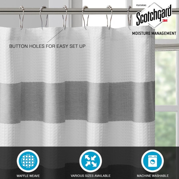 Stribet Bruseforhæng Solid Mikrofiber Vandafvisende Behandling Grå (180*180CM)