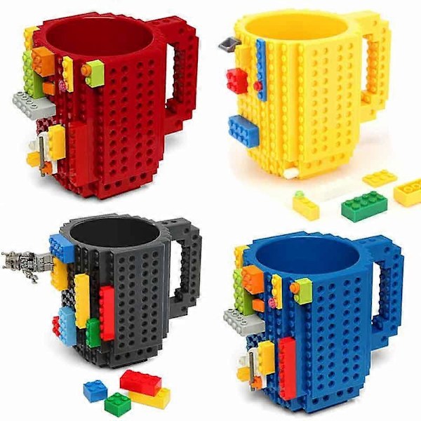 350 ml Sjov Byg En Klods Krus Nyhed Kaffekrus/Kopper Te Drikke Kop DIY Blok Puslespil Krus red