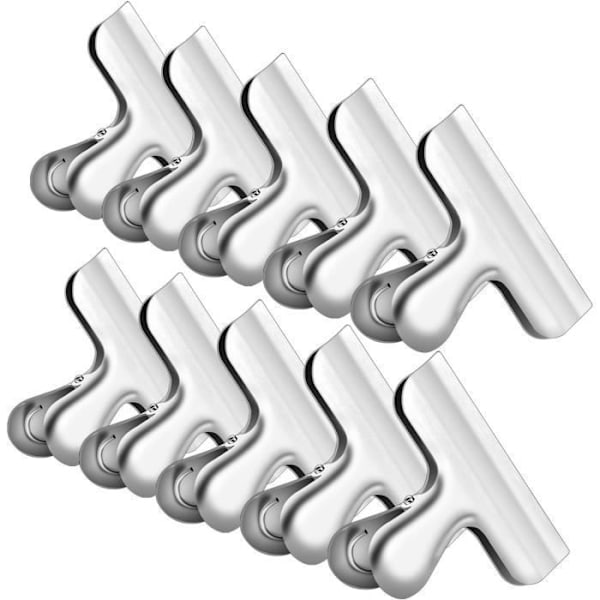 10 stk. poseklemmer i rustfritt stål, matoppbevaringsklemmer for forsegling av matemballasje 7,6 cm