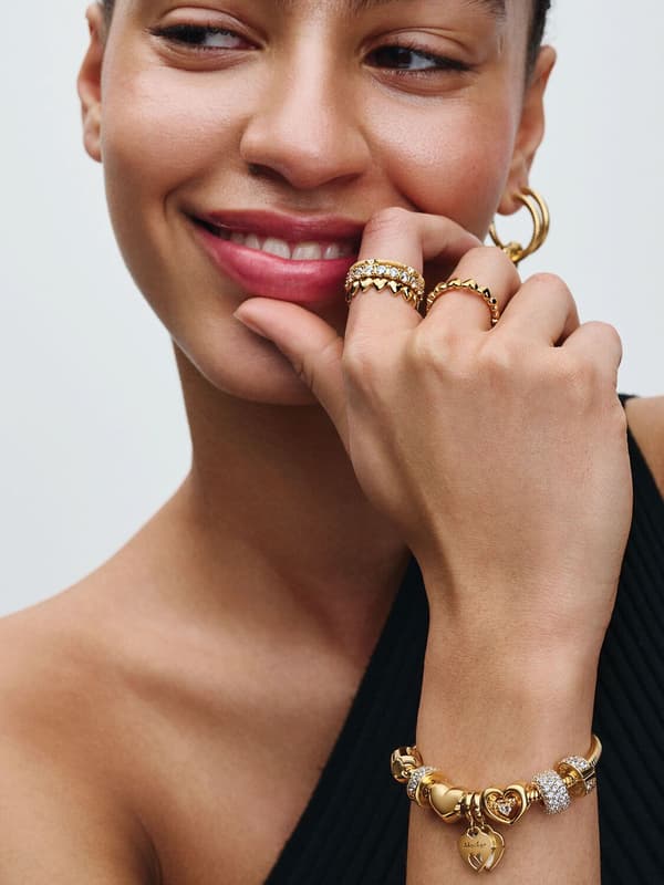- Klar Pavé Clip Charm - 14k guldplätering
