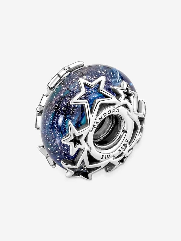 - Galaxy Blue & Star Murano Charm - Sterlingsølv
